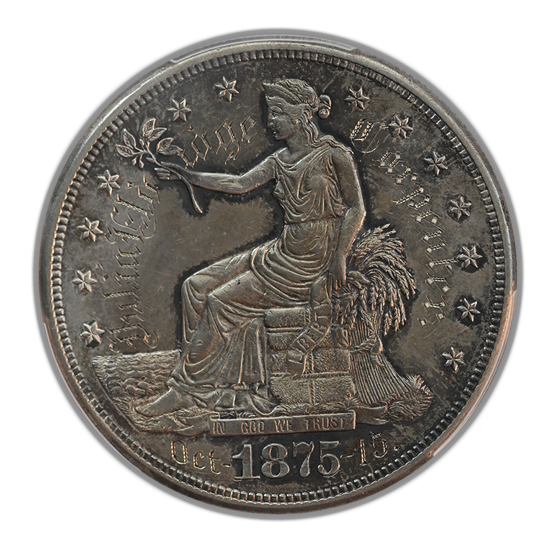 1875-S Trade Dollar T$1 PCGS Genuine AU Detail - Engraved