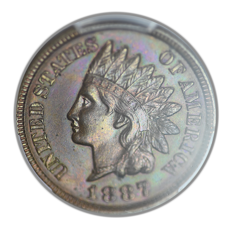 1887 Indian Head Cent 1C PCGS MS64BN CAC - TONED!