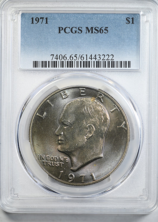 1971 Clad Eisenhower Ike Dollar $1 PCGS MS65 - TONED!