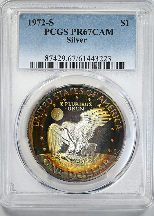 1972-S Silver Proof Eisenhower Ike Dollar $1 PCGS PR67CAM Cameo - TONED!