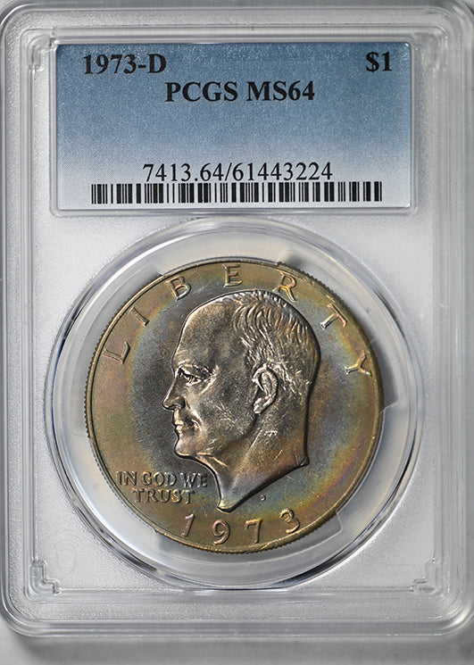 1973-D Clad Eisenhower Ike Dollar $1 PCGS MS64 - TONED!