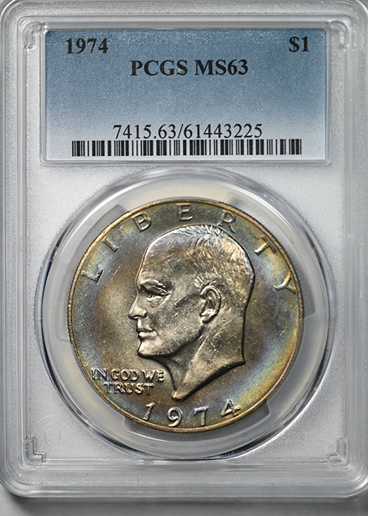 1974 Clad Eisenhower Ike Dollar $1 PCGS MS63 - TONED!