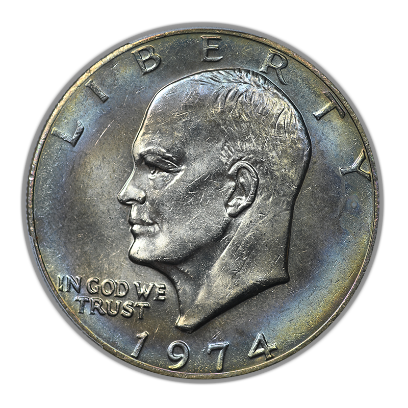 1974 Clad Eisenhower Ike Dollar $1 PCGS MS63 - TONED!