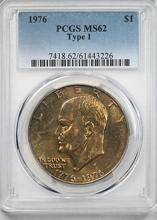 1976 Type 1 Clad Eisenhower Ike Dollar $1 PCGS MS62 - TONED!