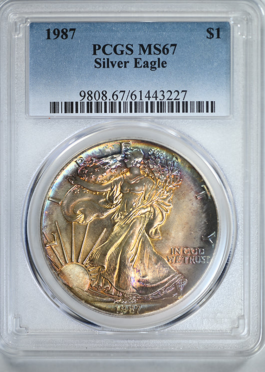1987 American Silver Eagle $1 PCGS MS67 - TONED!