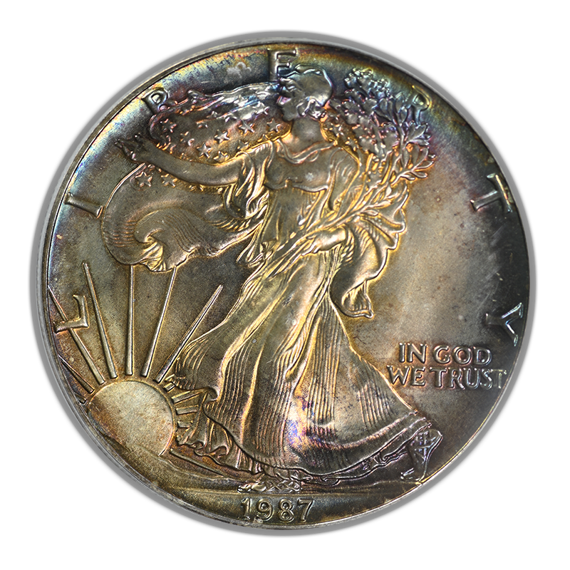 1987 American Silver Eagle $1 PCGS MS67 - TONED!