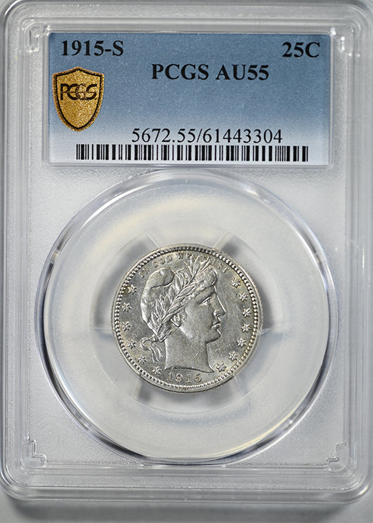 1915-S Barber Quarter 25C PCGS AU55