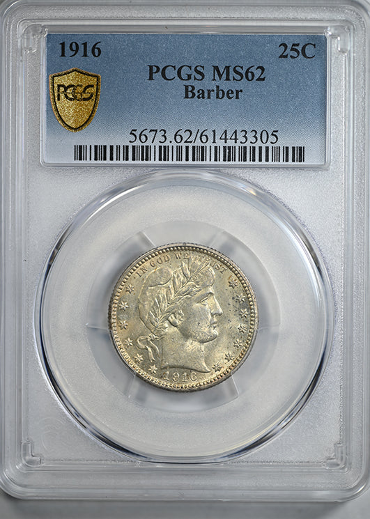 1916 Barber Quarter 25C PCGS MS62