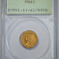 1927 Indian Head Gold Quarter Eagle $2.50 PCGS Rattler MS61 Obverse Slab