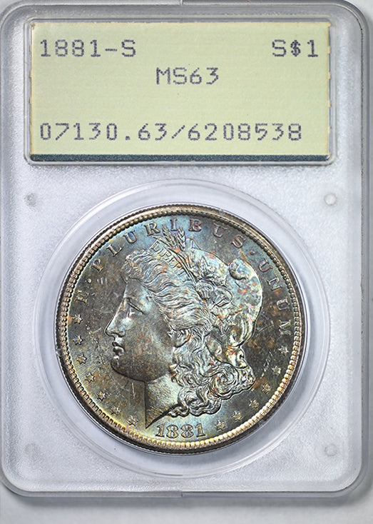 1881-S Morgan Dollar $1 PCGS Rattler MS63 - TONED!