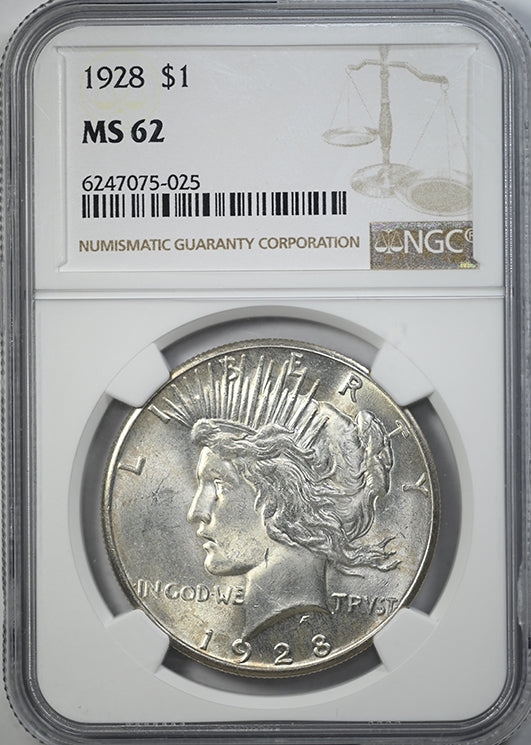 1928 Peace Dollar $1 NGC MS62 Obverse Slab