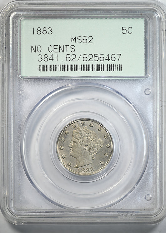 1883 Liberty V-Nickel 5C PCGS MS62 OGH - No Cents