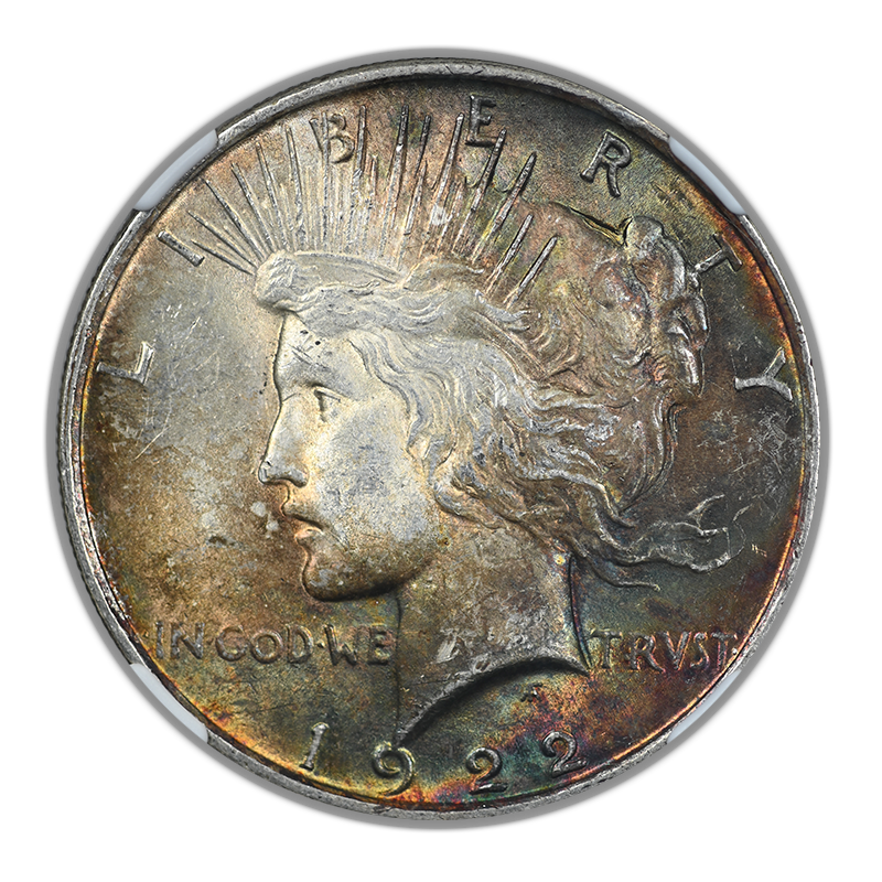 1922 Peace Dollar $1 NGC MS62 - TONED!