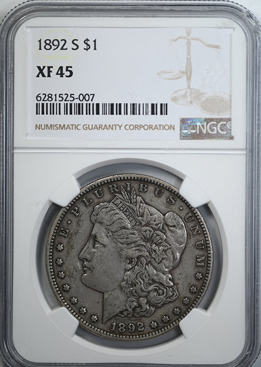1892-S Morgan Dollar $1 NGC XF45 Obverse Slab