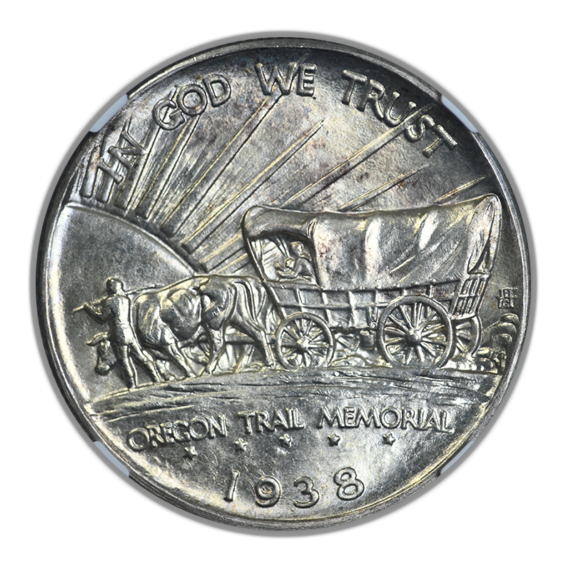 1938-D Oregon Trail Classic Commemorative Half Dollar 50C NGC MS67 Reverse