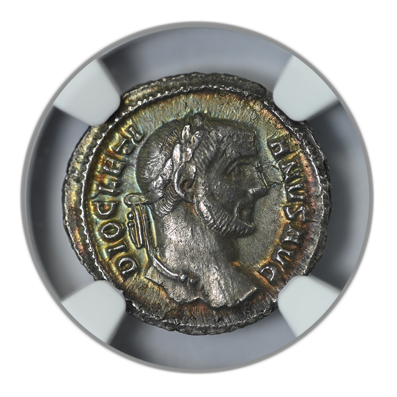 AD 284-305 Roman Empire Diocletian AR Argenteus NGC Ancients Choice AU - TONED! Obverse