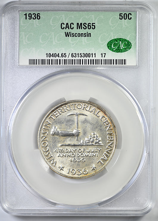 1936 Wisconsin Classic Commemorative Half Dollar 50C CAC MS65