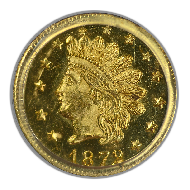 1872 Round California Fractional Gold Indian Head 1/2 Dollar G50C PCGS MS64 BG-1048 OGH