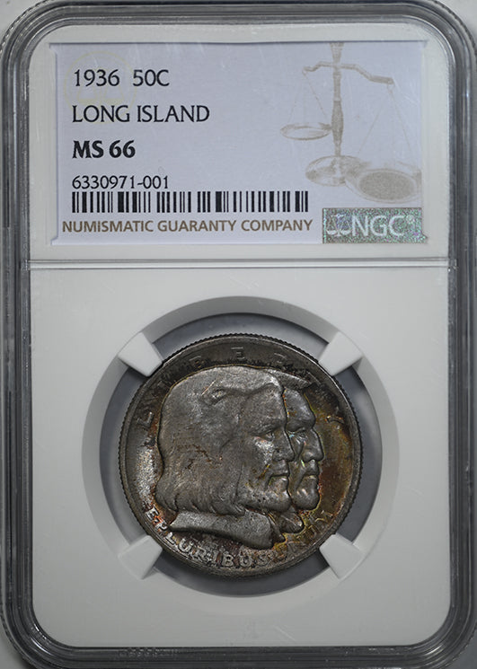 1936 Long Island Classic Commemorative Half Dollar 50C NGC MS66 - TONED! Obverse Slab