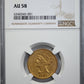 1845 Liberty Head Gold Half Eagle $5 NGC AU58 Obverse Slab