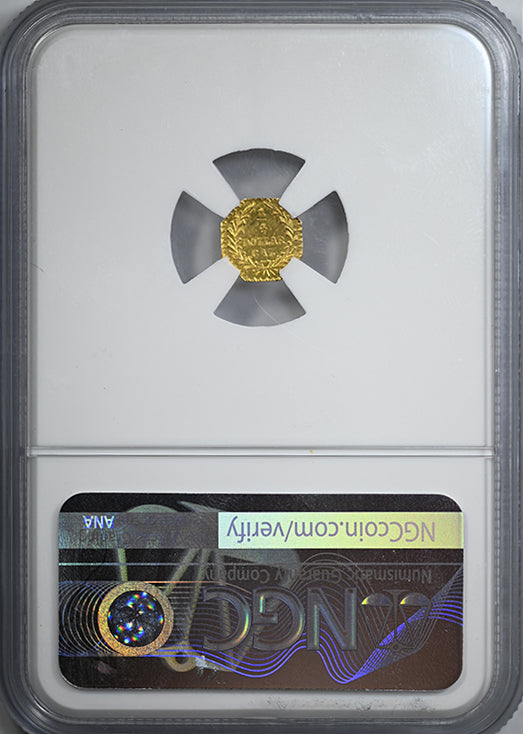 1880 Octagonal California Fractional Gold Indian Head 1/4 Dollar G25C NGC MS64 BG-799X