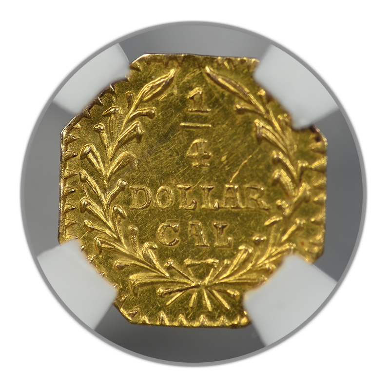 1880 Octagonal California Fractional Gold Indian Head 1/4 Dollar G25C NGC MS64 BG-799X