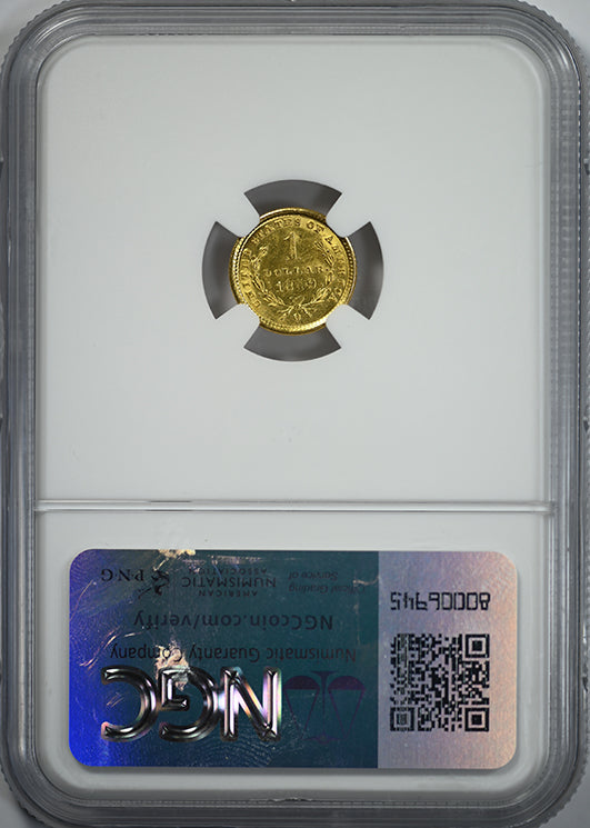 1849-O Type 1 Liberty Head Gold Dollar G$1 NGC MS62 Reverse Slab