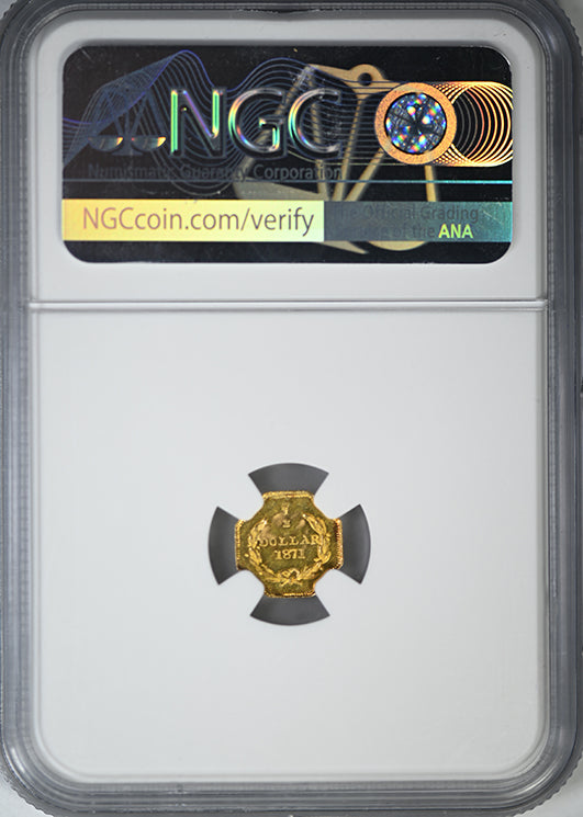 1871 Octagonal California Fractional Gold Liberty Head 1/2 Dollar G50C NGC MS64PL Prooflike BG-912