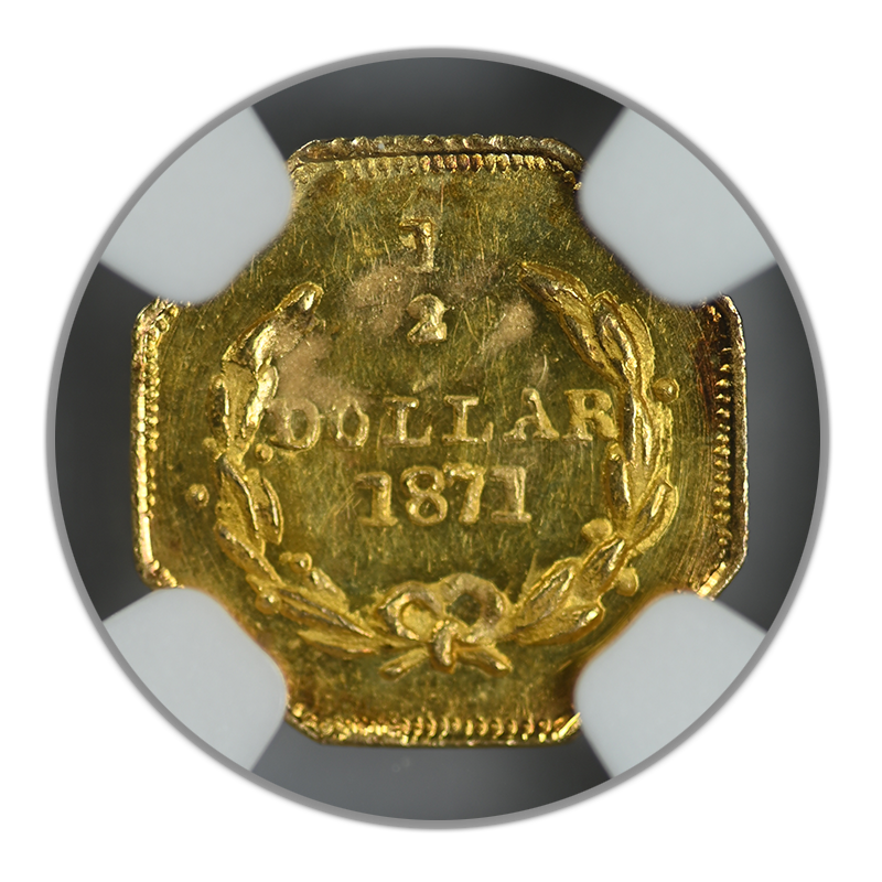 1871 Octagonal California Fractional Gold Liberty Head 1/2 Dollar G50C NGC MS64PL Prooflike BG-912