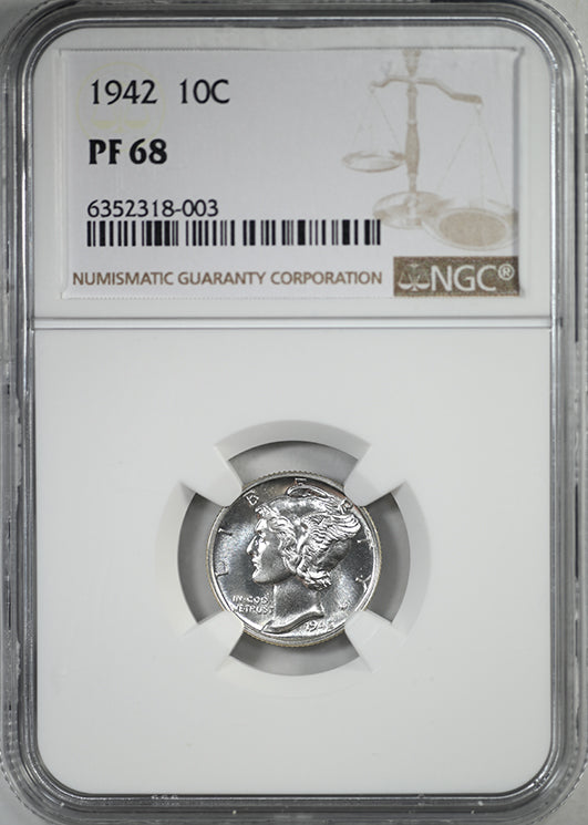 1942 Proof Mercury Dime 10C NGC PF68