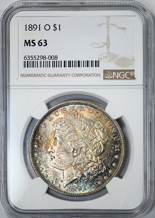 1891-O Morgan Dollar $1 NGC MS63 - TONED! Obverse Slab