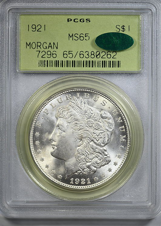 1921 Morgan Dollar $1 PCGS MS65 CAC OGH