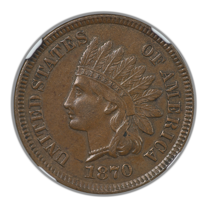 1870 Indian Head Cent 1C NGC AU55BN