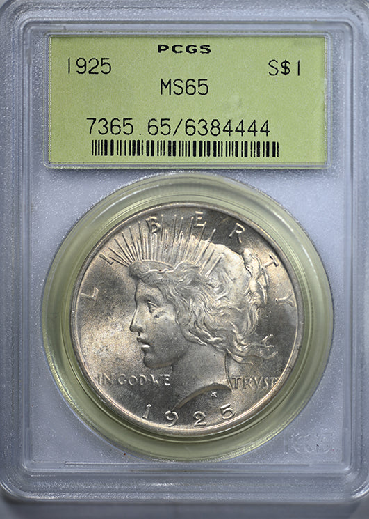 1925 Peace Dollar $1 PCGS MS65 OGH