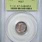 1958 Roosevelt Dime 10C PCGS MS67 OGH - NICE COLOR!