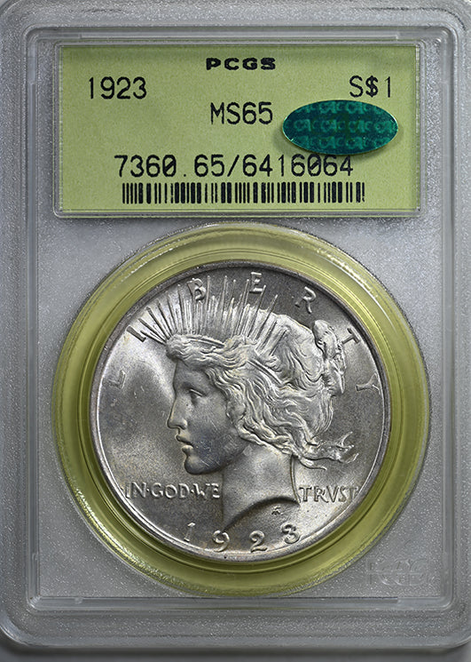 1923 Peace Dollar $1 PCGS MS65 CAC OGH