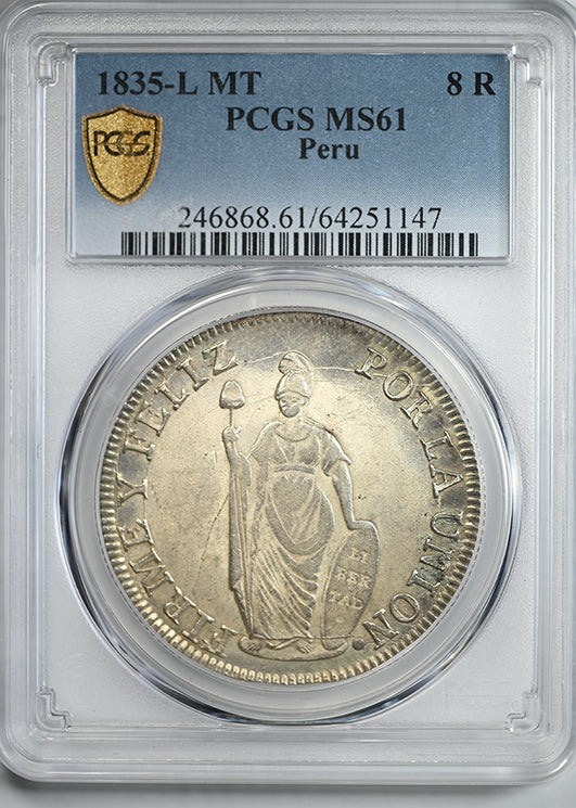 1835-L MT Peru 8R Reales PCGS MS61