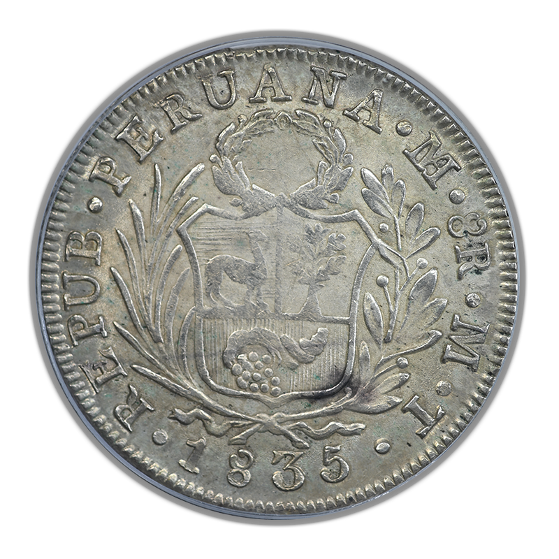 1835-L MT Peru 8R Reales PCGS MS61