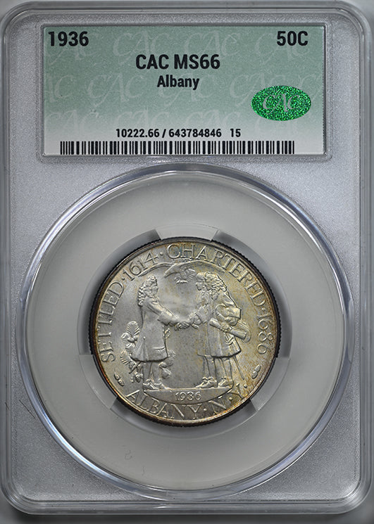 1936 Albany Classic Commemorative Half Dollar 50C CAC MS66