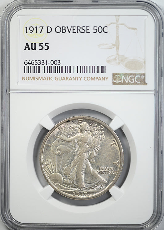 1917-D Walking Liberty Half Dollar 50C NGC AU55 - Obverse