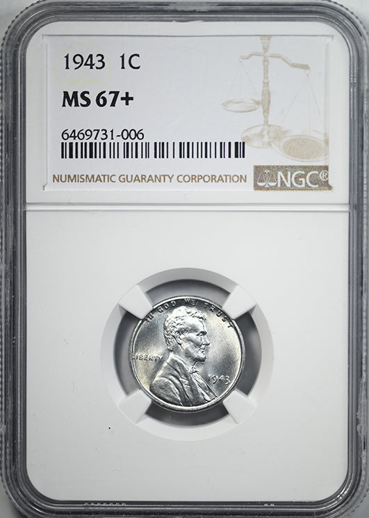 1943 Steel Lincoln Wheat Cent 1C NGC MS67+