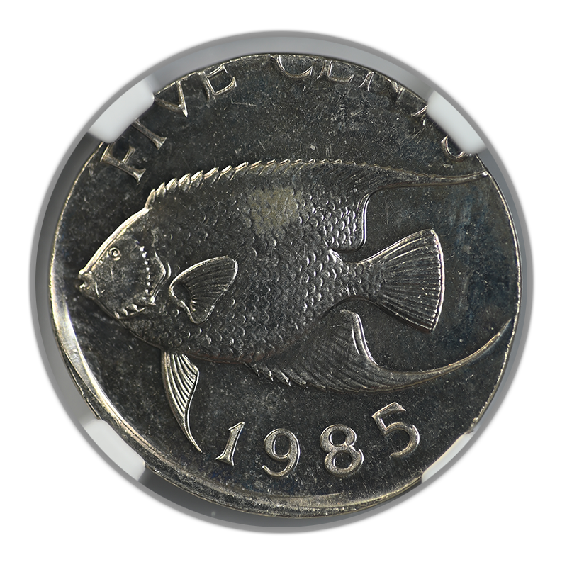 1985 Bermuda 5C Cents NGC Mint Error MS66 - Struck on Foreign Planchet