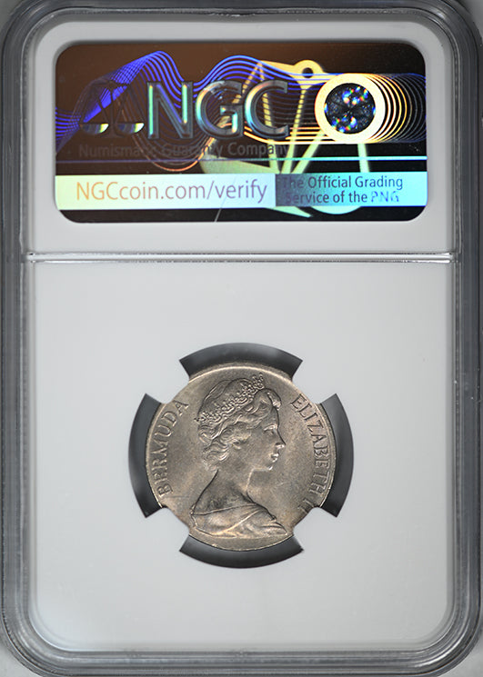 1973 Bermuda 25C Cents NGC Mint Error MS63 - Struck on Foreign Blank