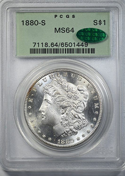 1880-S Morgan Dollar $1 PCGS MS64 CAC OGH Obverse Slab