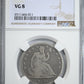 1876 Liberty Seated Half Dollar 50C NGC VG8