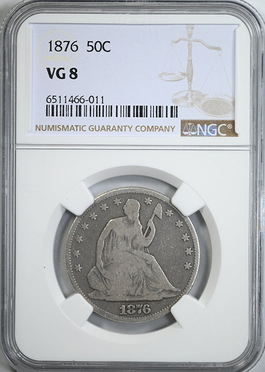 1876 Liberty Seated Half Dollar 50C NGC VG8