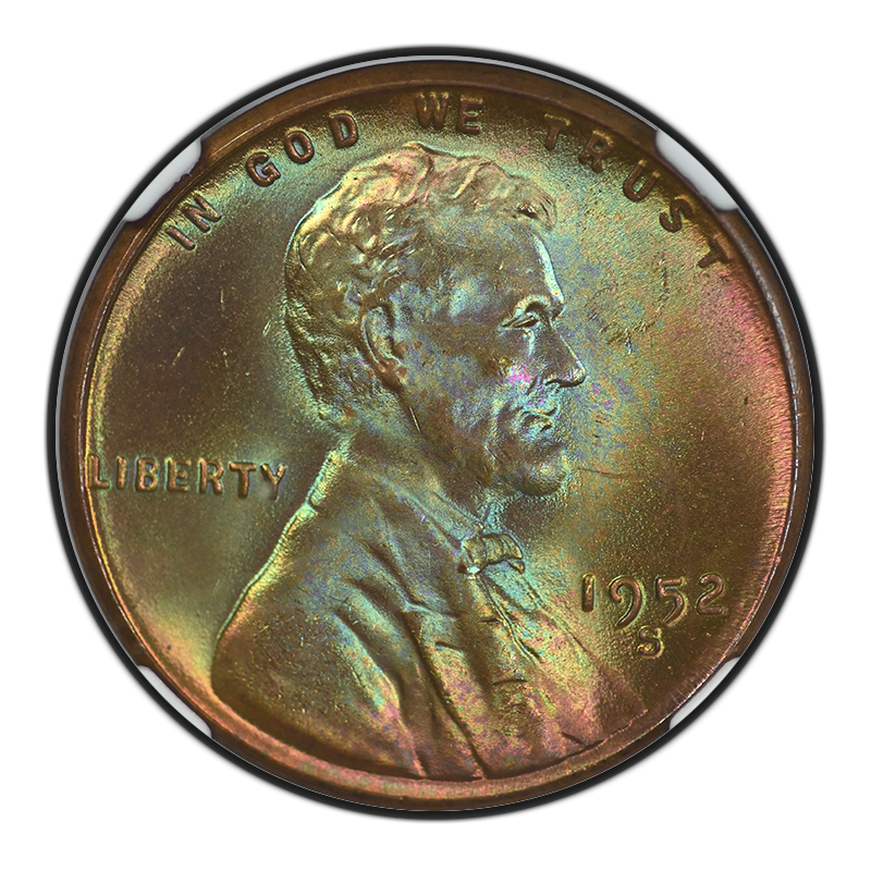 1952-S Lincoln Wheat Cent 1C NGC MS65BN - AWESOME TONING! Obverse