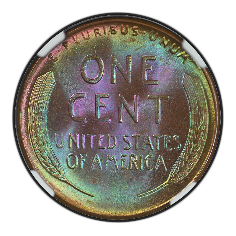 1952-S Lincoln Wheat Cent 1C NGC MS65BN - AWESOME TONING! Reverse