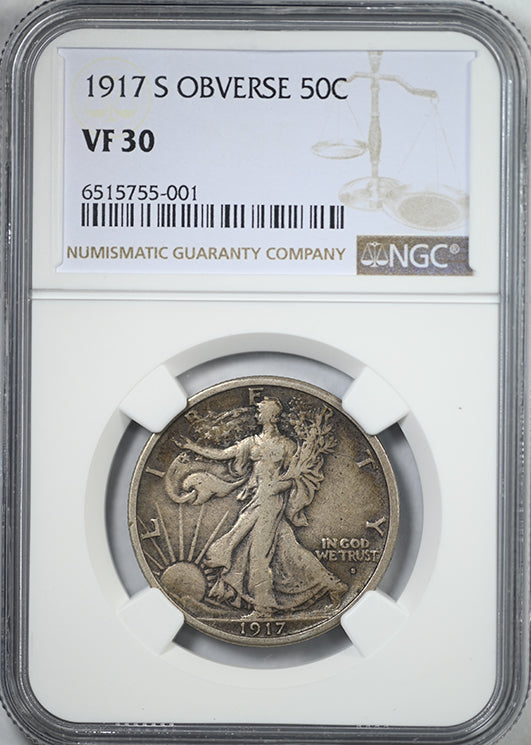 1917-S Walking Liberty Half Dollar 50C NGC VF30 - Obverse