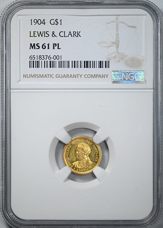 1904 Lewis & Clark Classic Commemorative Gold Dollar G$1 NGC MS61PL - Prooflike